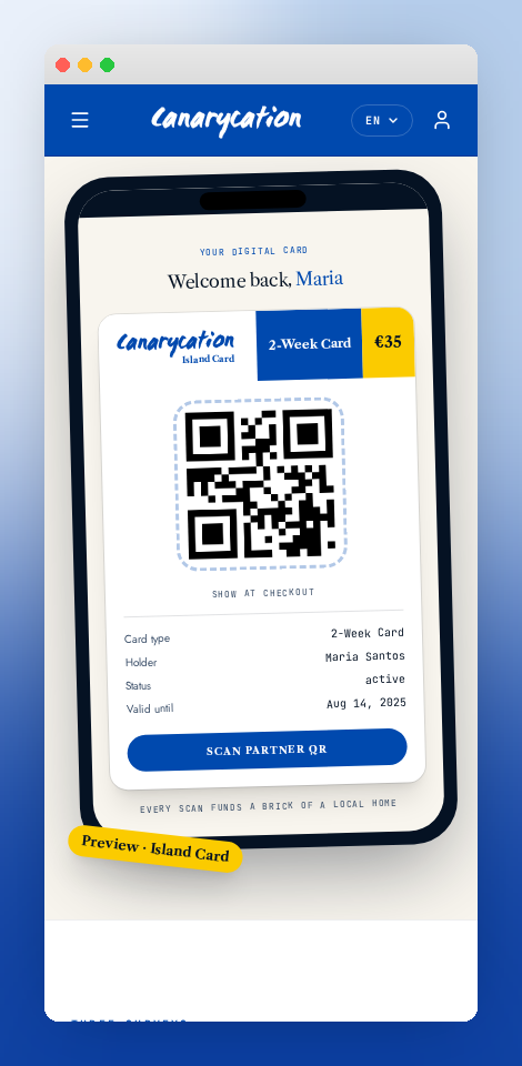 Canarycation — landing hero (mobile)