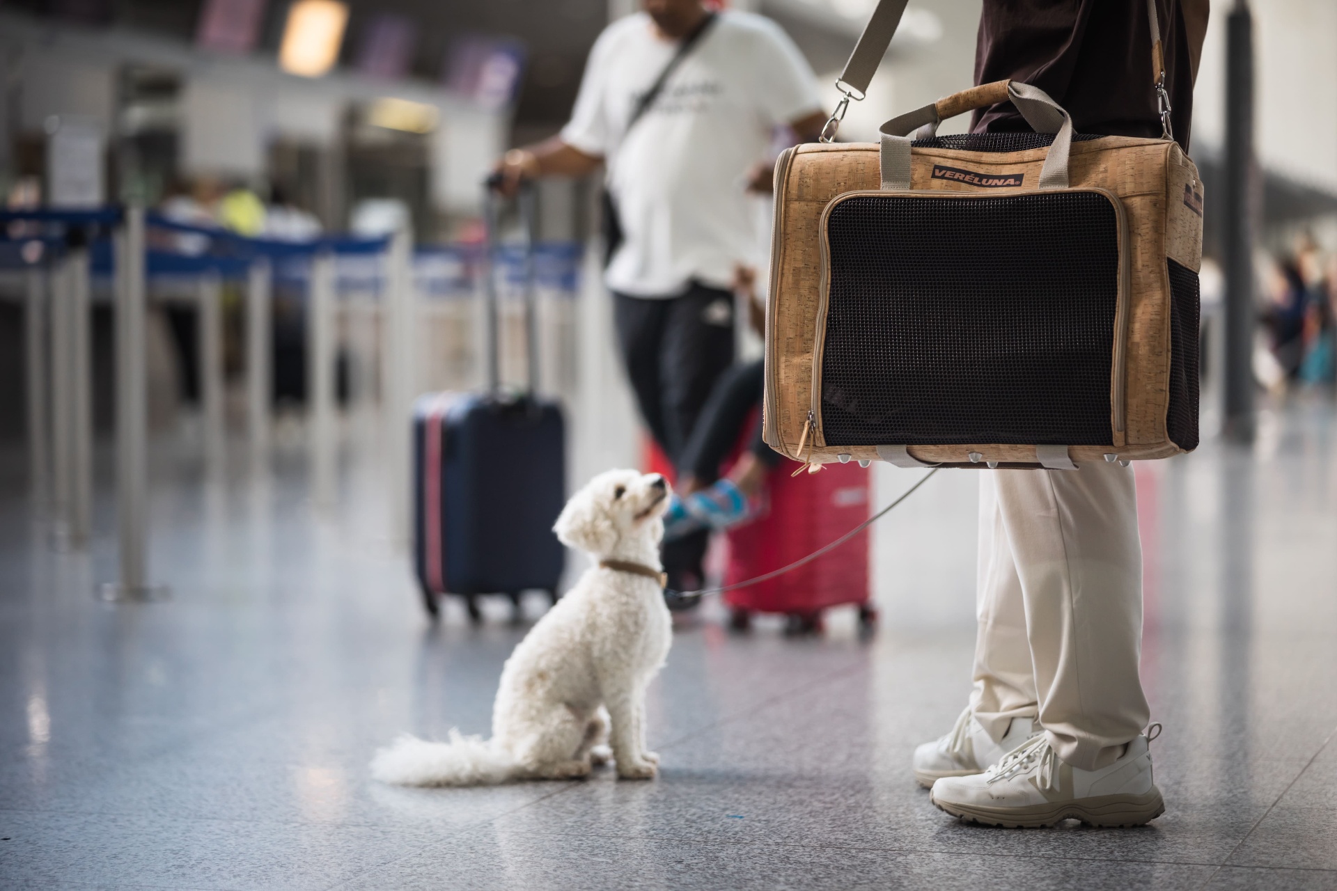 Veréluna cork travel bag at the airport