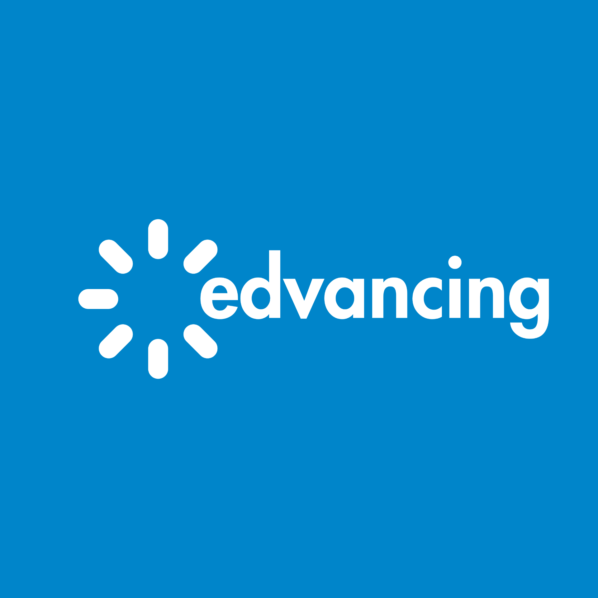 edvancing logo on brand blue
